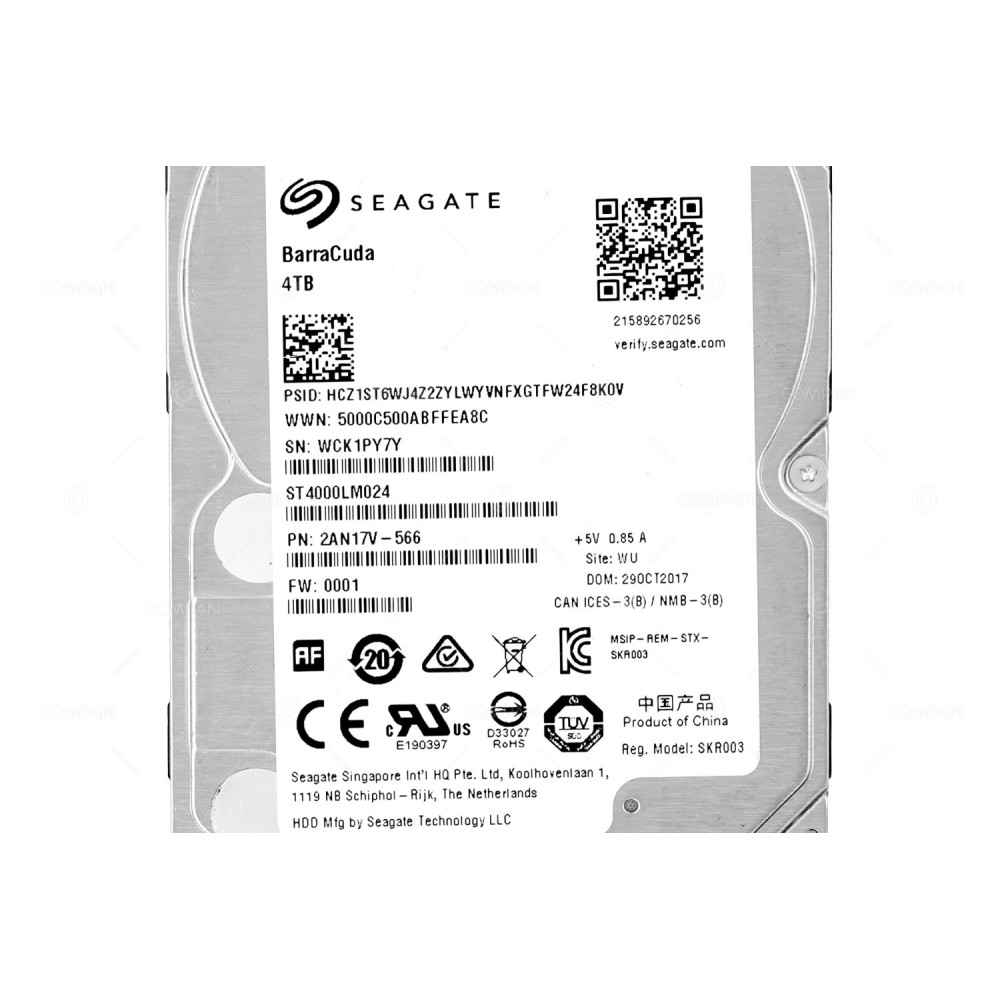 ST4000LM024 SEAGATE BARRACUDA 4TB 5.4K 6G SATA 2.5 SFF HARD DRIVE 2AN17V-566